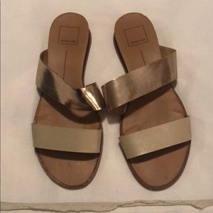 Tan/gold/rose gold sandals